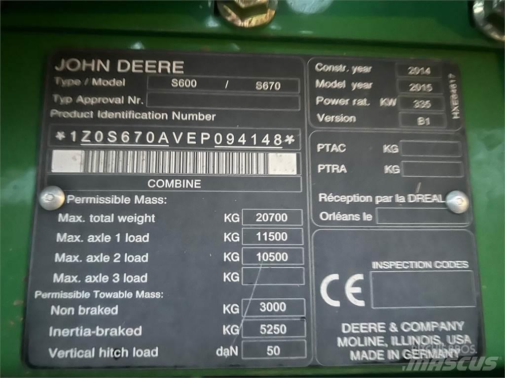 John Deere S670i Зерноуборочные комбайны