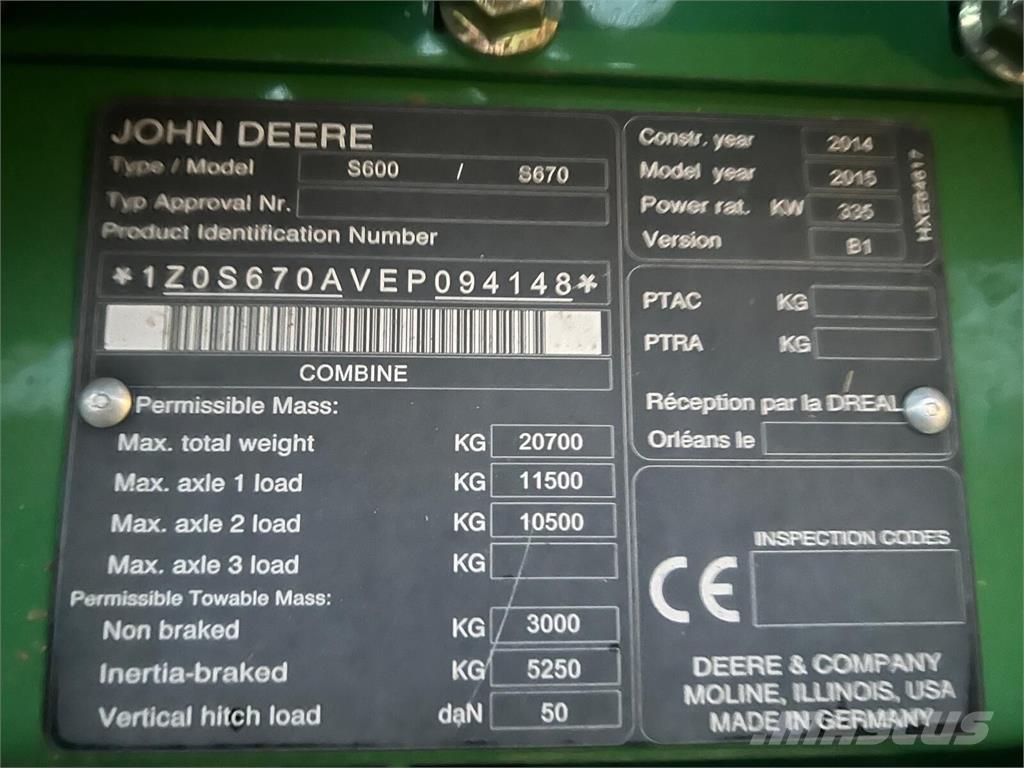 John Deere S670i Зерноуборочные комбайны