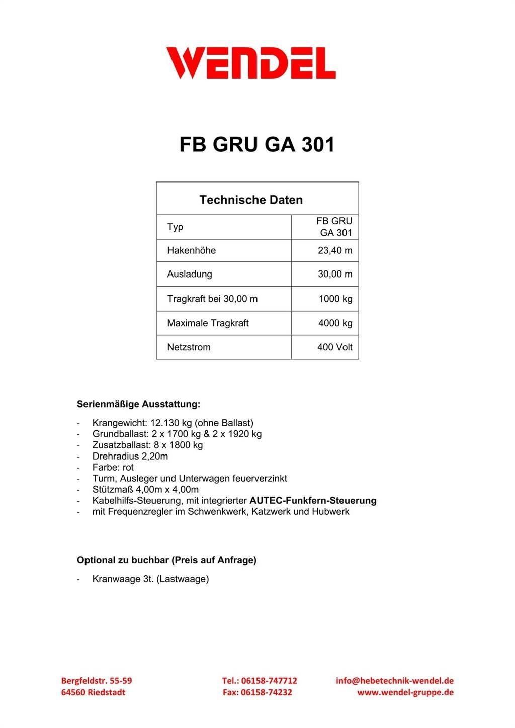 FB GRU GA 301 Башенные краны