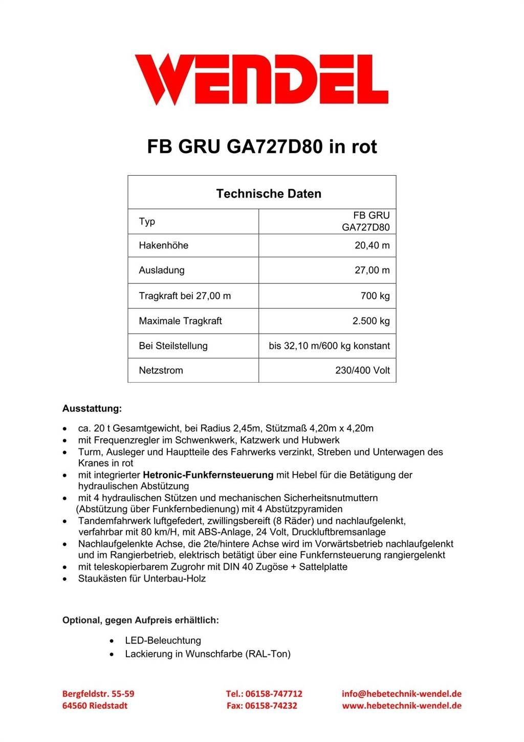 FB GRU GA727D80 Башенные краны