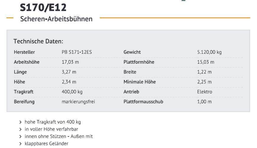 PB S171-12ES Ножничные подъемники