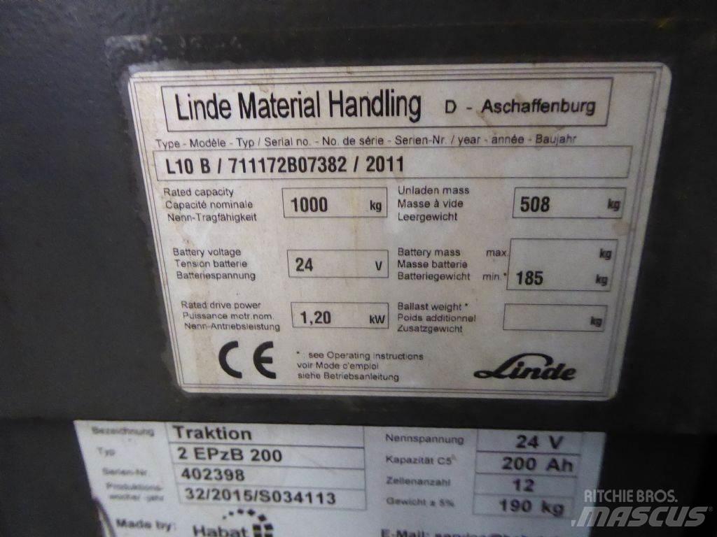 Linde L10B Ручные штабелёры с электроподъёмом