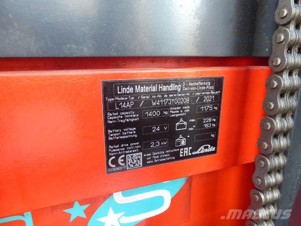 Linde L14 AP Ручные штабелёры с электроподъёмом
