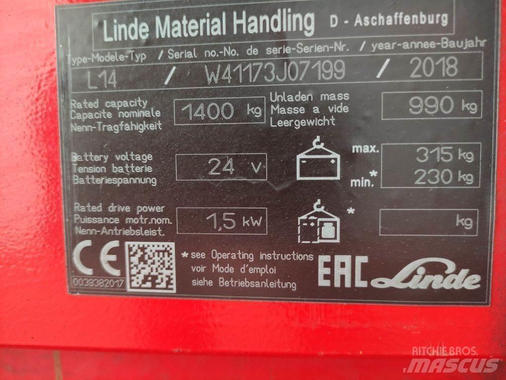 Linde L14i Ручные штабелёры с электроподъёмом