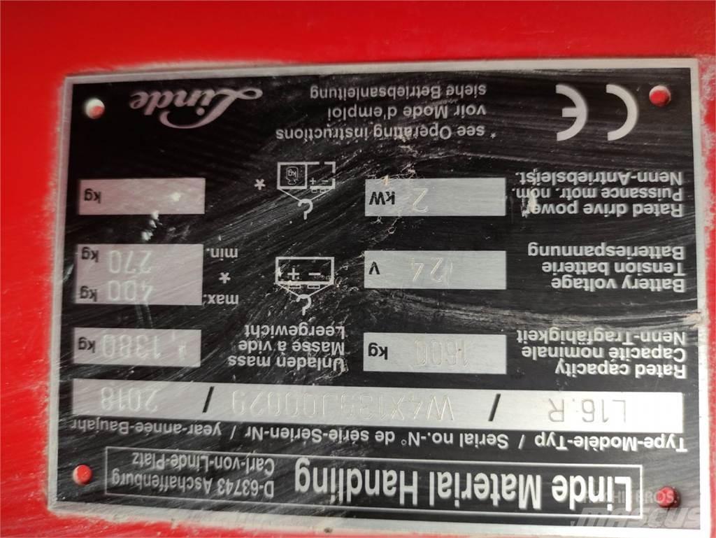 Linde L16 R Ручные штабелёры с электроподъёмом