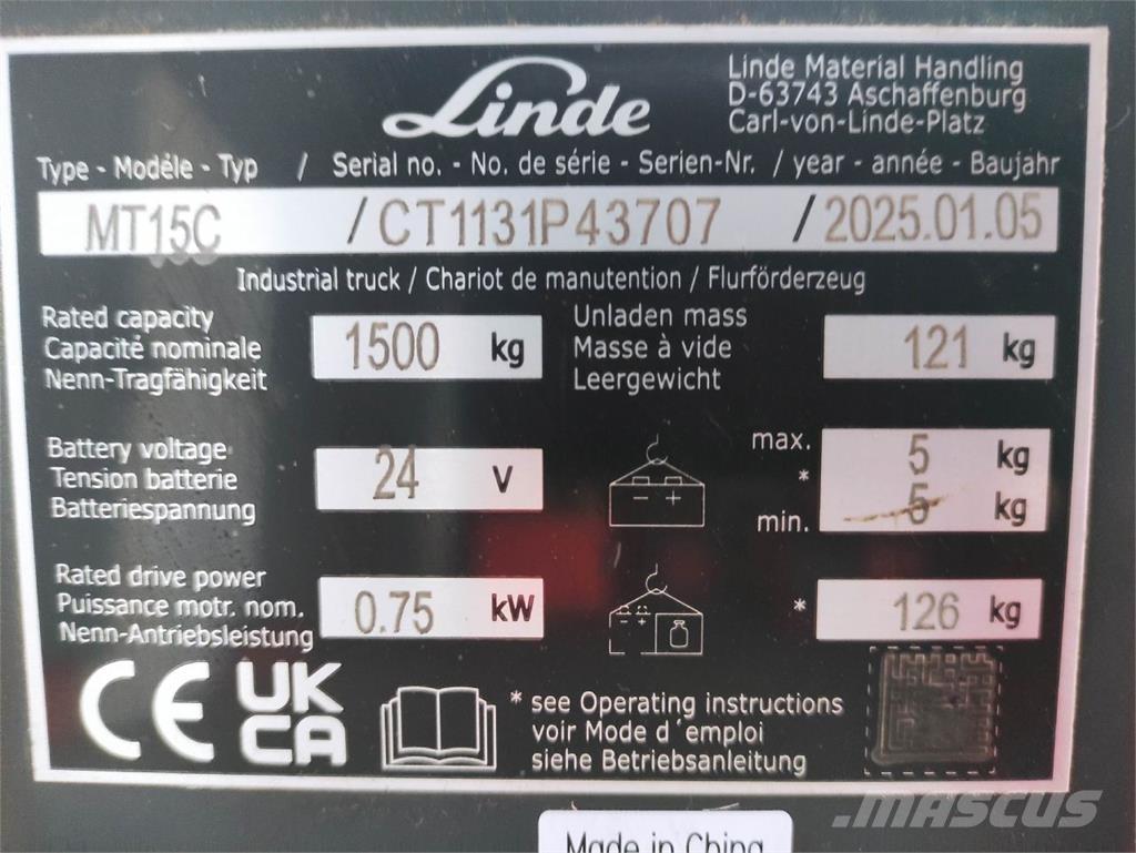 Linde MT15C Ручные электрические тележки